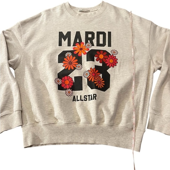 MARDI MERCREDI WOMEN’S GRAY SWEATSHIRT MARDI 23 FLOWERS SIZE L - Picture 5 of 8